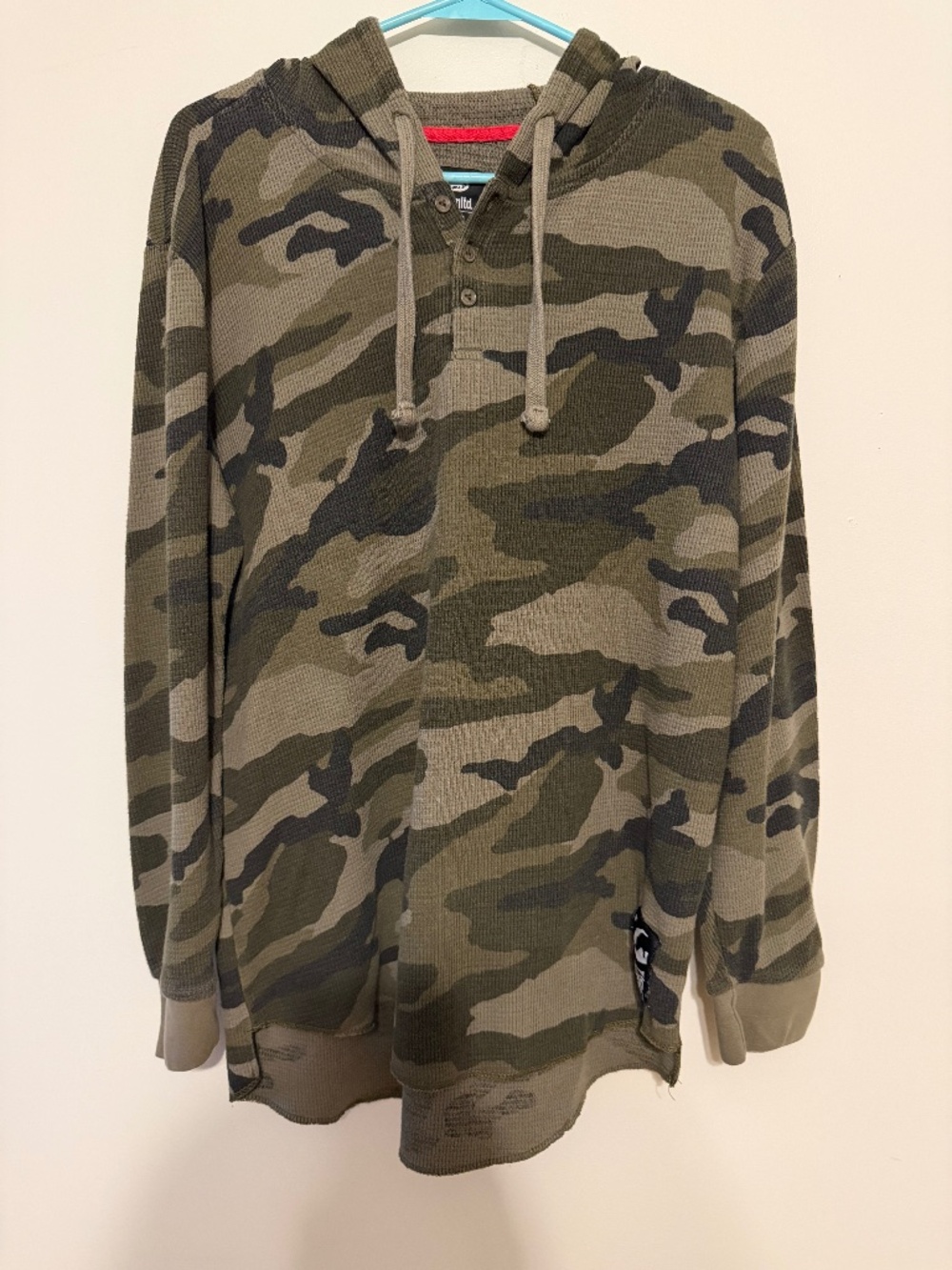 Ecko United Men's Camo Waffle Knit Thermal Hoodie XL